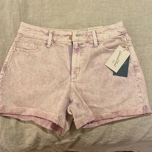 Purple Acid Wash denim shorts